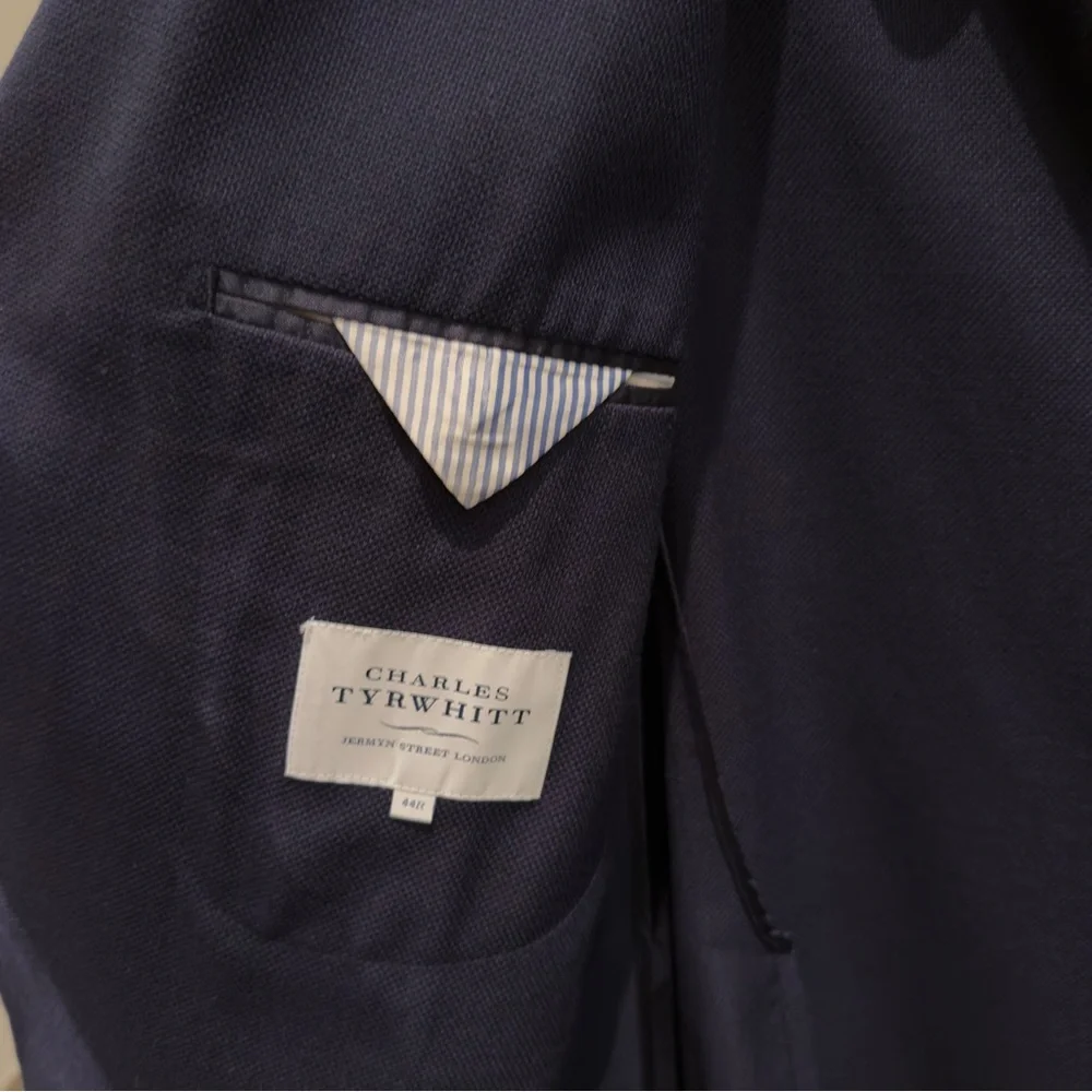 Charles Tyrwhitt Navy Blue 100% Wool Blazer Size 44R Men’s